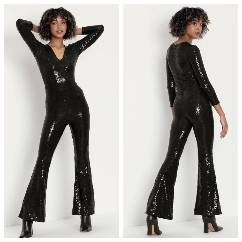 Black Milk Clothing Sparkle Sparkle Black Sequin Jumpsuit size Large
